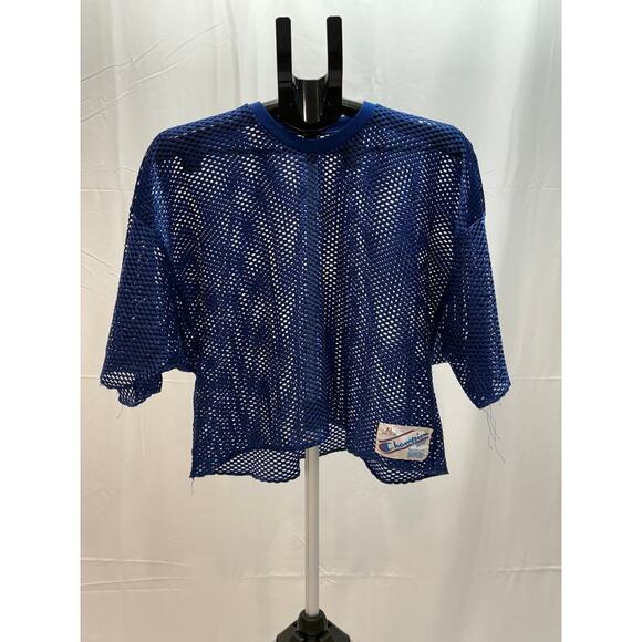 Champion Vintage Navy Blue Mesh Crop Football Jersey XL - Picture 1 of 7